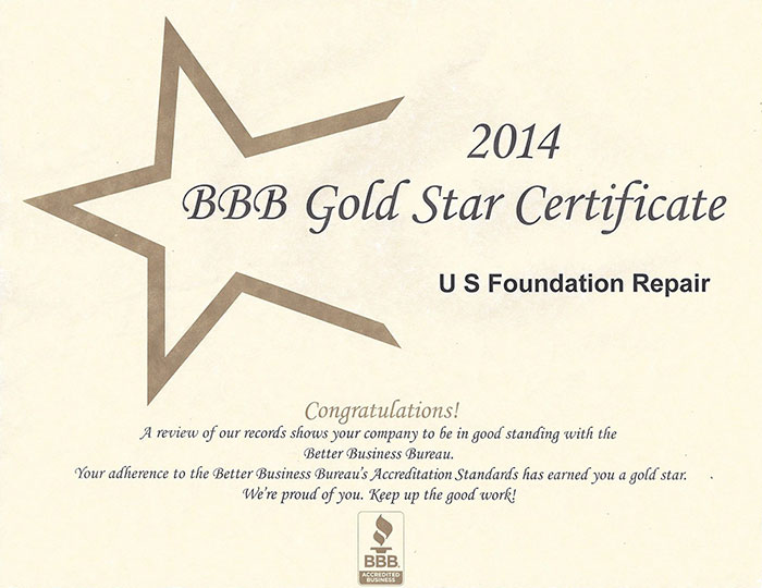 2014 BBB Gold Star Certificate