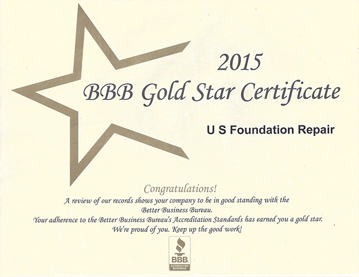 2015 BBB Gold Star Certificate